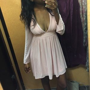 Low cut pink dress